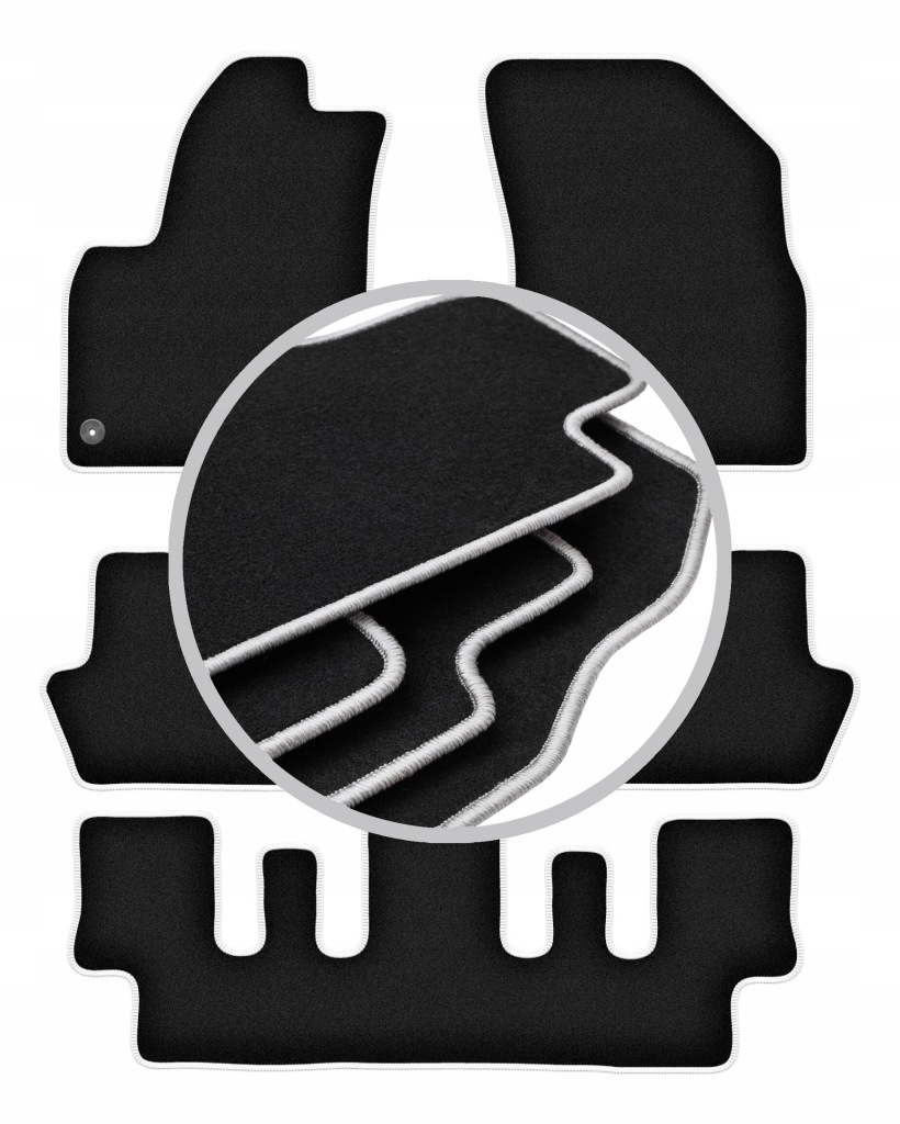 Koberce do auta stříbrné barvy pro: Citroen C4 Grand Picasso 7 osob 2006-2013
