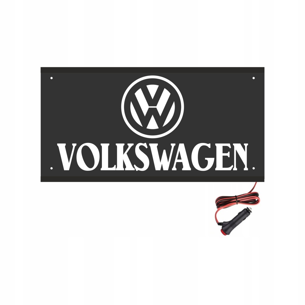 Tabule 60x30 na zadní straně logo Volkswagen 24V nad postelí