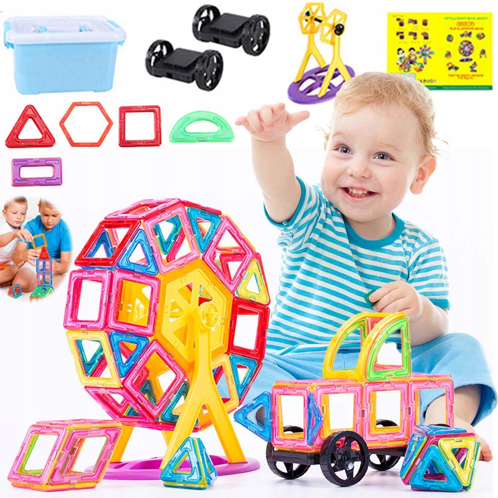 Stavebnice Velké Konstrukční Dlaždice 180EL Rainbow Magnetic Tiles