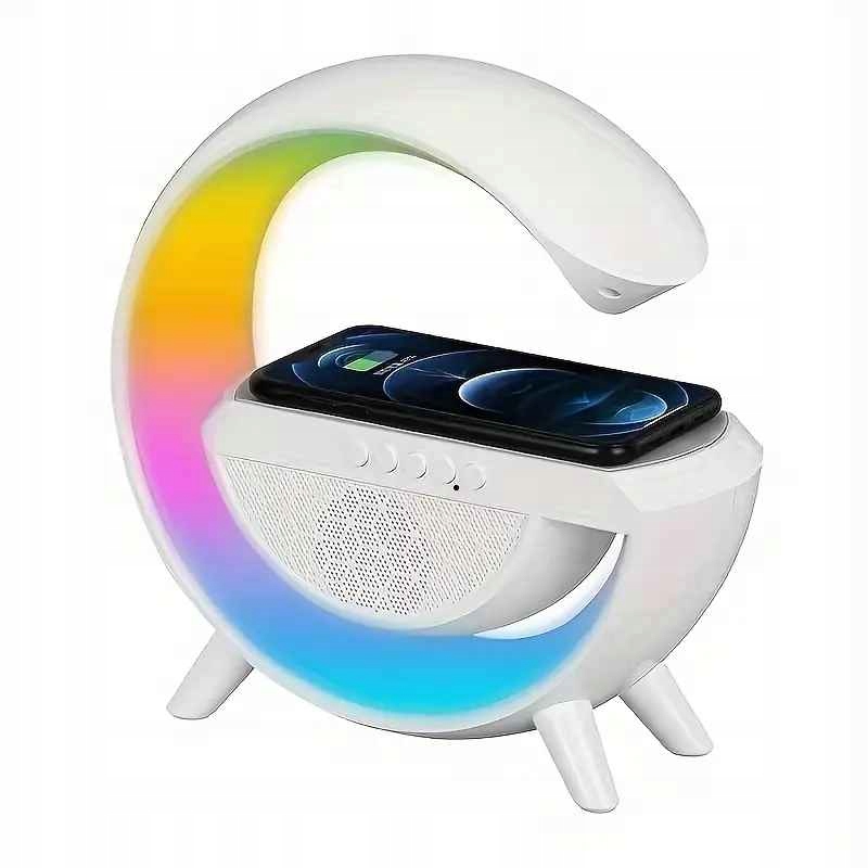 Inteligentní bezdrátový reproduktor, multifunkční lampa, nabíječka Qi 3v1