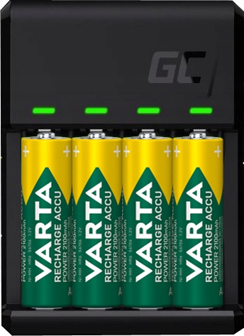Sada – nabíječka Gc VitalCharger 4 x Nabíjecí Baterie Varta Aa R06 2100mAh