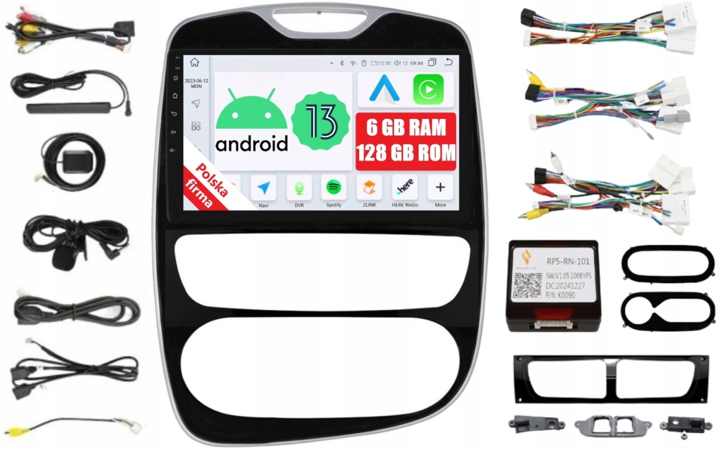 Navigace Rádio 2DIN Android Renault Clio 4 IV 6/128 Gb Dsp Carplay Lte