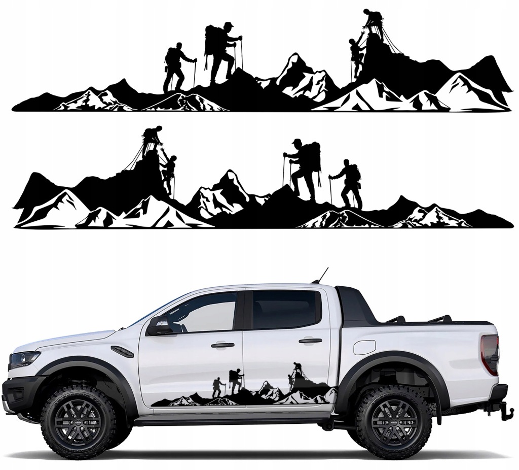 2xNÁLEPKY na auto Motiv Hory Alpinisté 44x213