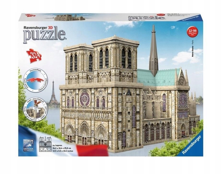 Puzzle 3D Prostorová katedrála Notre Dame Solidní