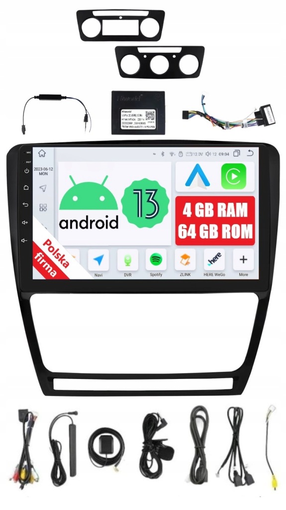 Navigace Rádio 2DIN Android Škoda Octavia 2 II Dsp Carplay 4/64 Gb Lte