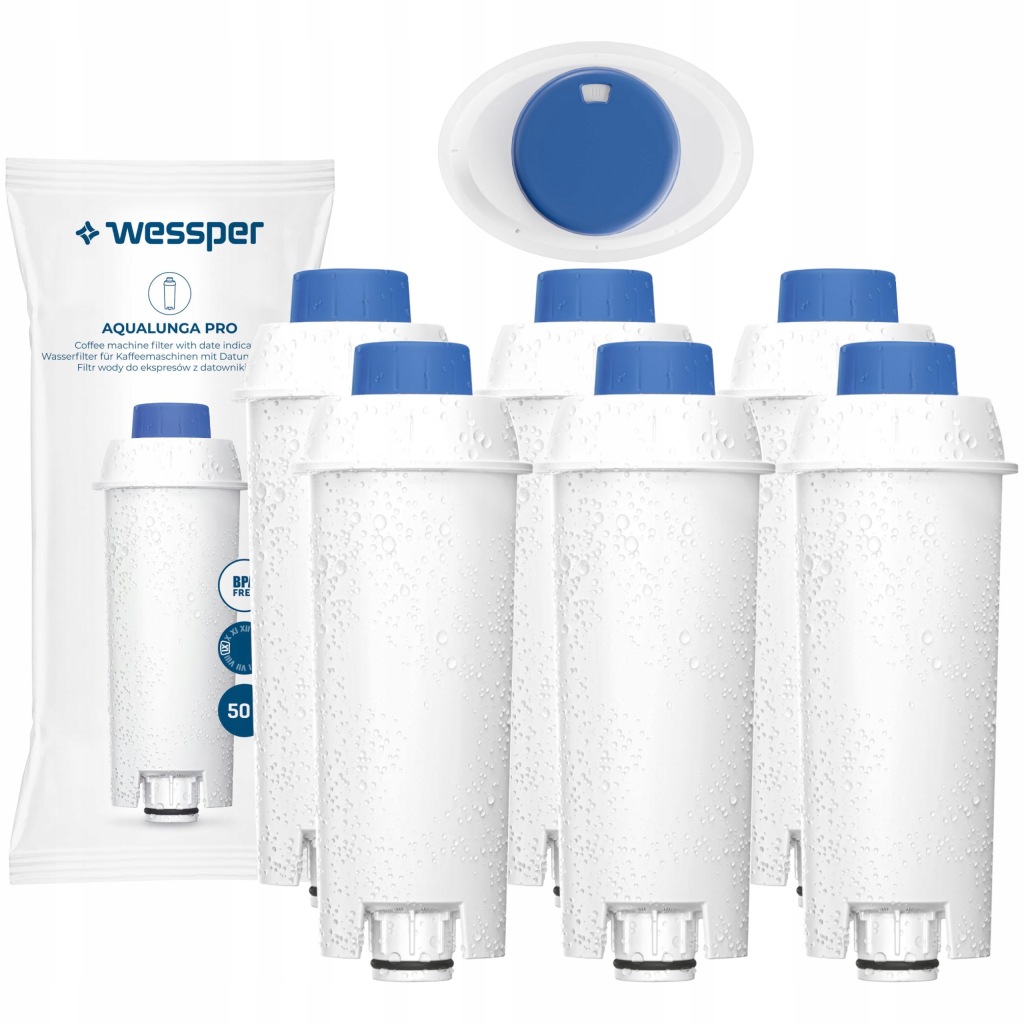 6x vodní filtr Wessper Aqualunga Pro pro kávovar Delonghi ECAM/Eletta
