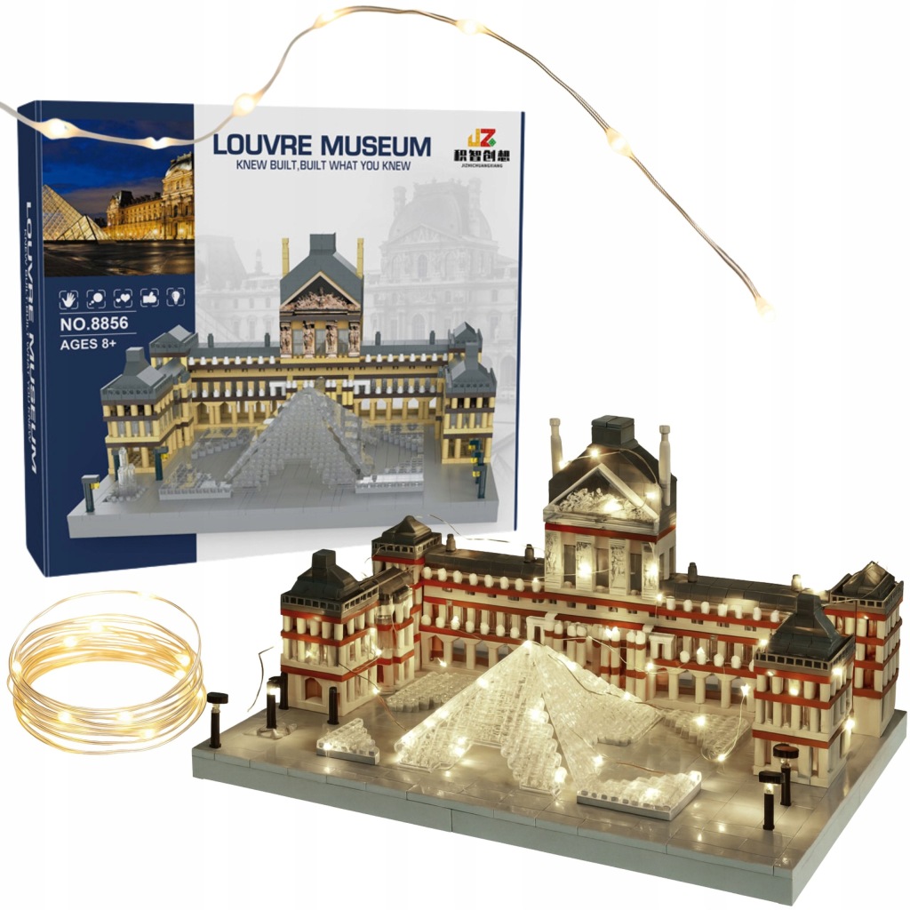 Stavebnice Muzeum Louvre Architektura Paříž 14,5 CM Led Osvětlení