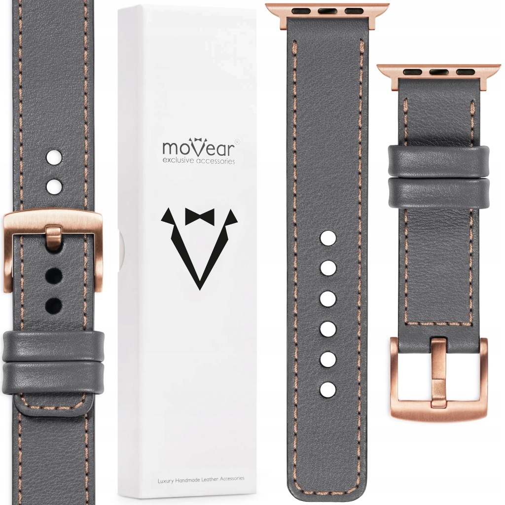 Prémiový kožený řemínek pro Apple Watch 42/41/40/38mm Elegantní Polský Movear