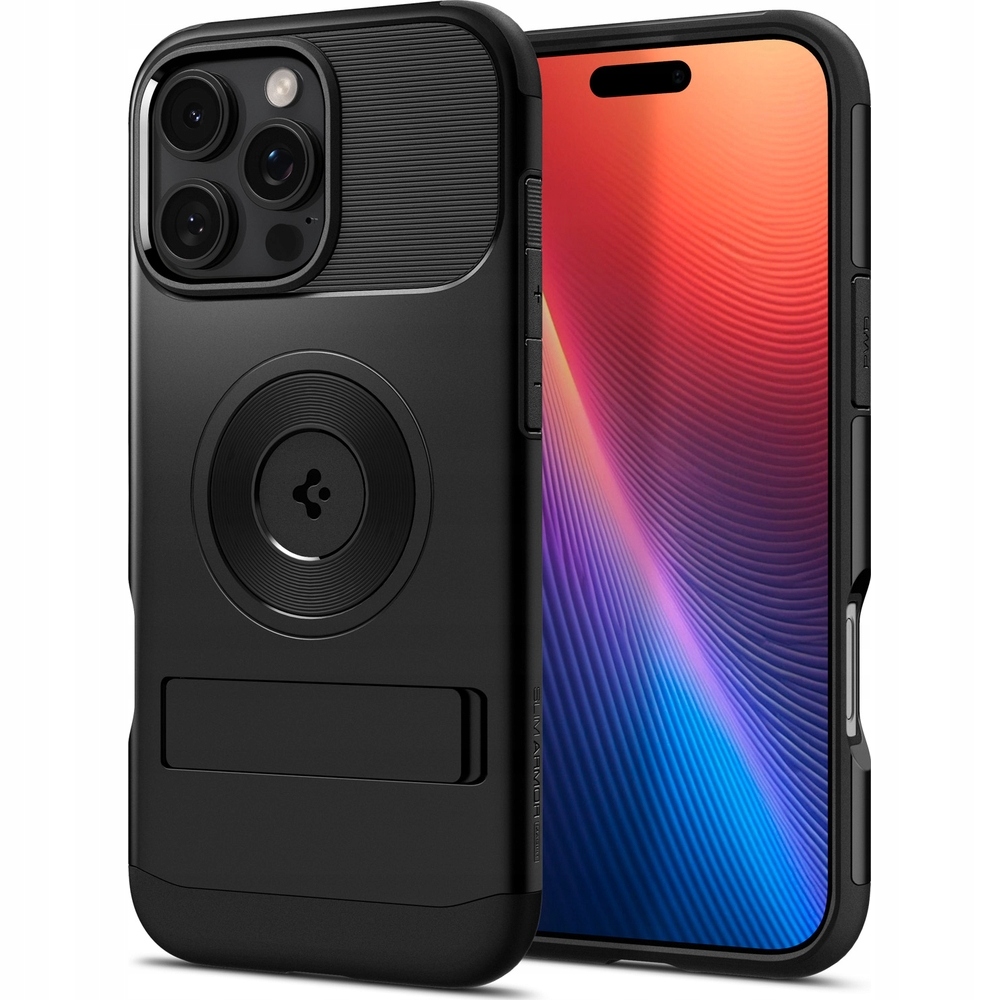 Pouzdro pro iPhone 16 Pro, Spigen Slim Armor Mag pro MagSafe, pevné s podstavcem