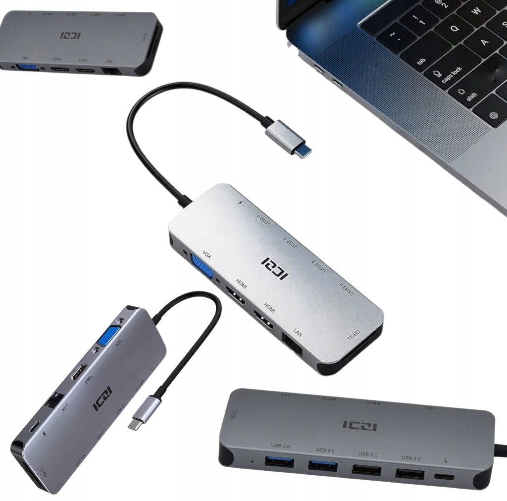 Usb-c dokovací stanice pro notebook Rozbočovač pro dva monitory přes Hdmi