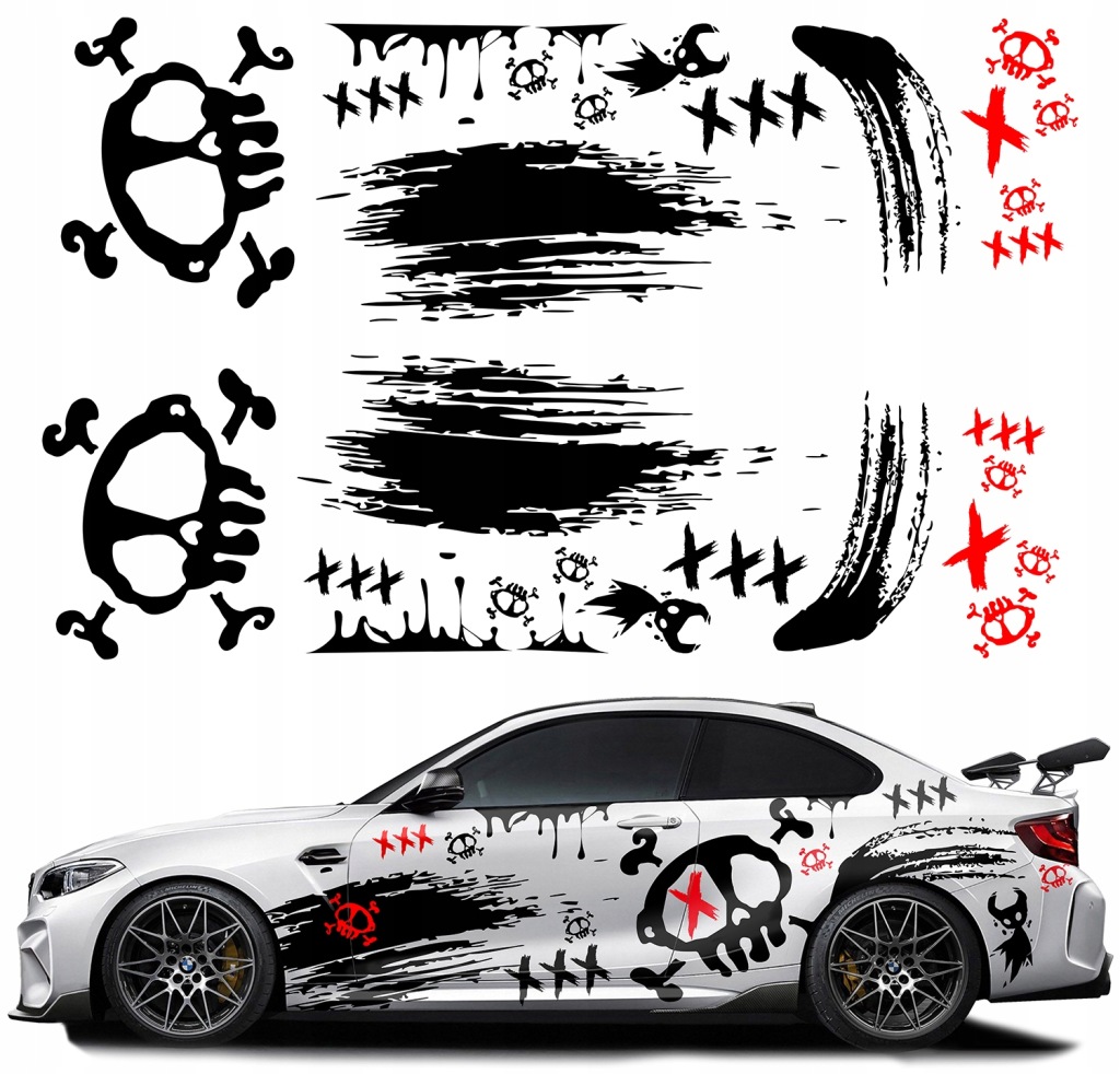 2x Nálepka Grafika na auto Masku Motiv lebka Skvrny 94x626