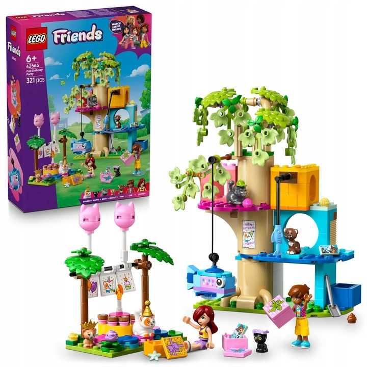 Lego Friends Kočičí Narozeninová Oslava A Domeček Na Stromě – Sada Stavebnice