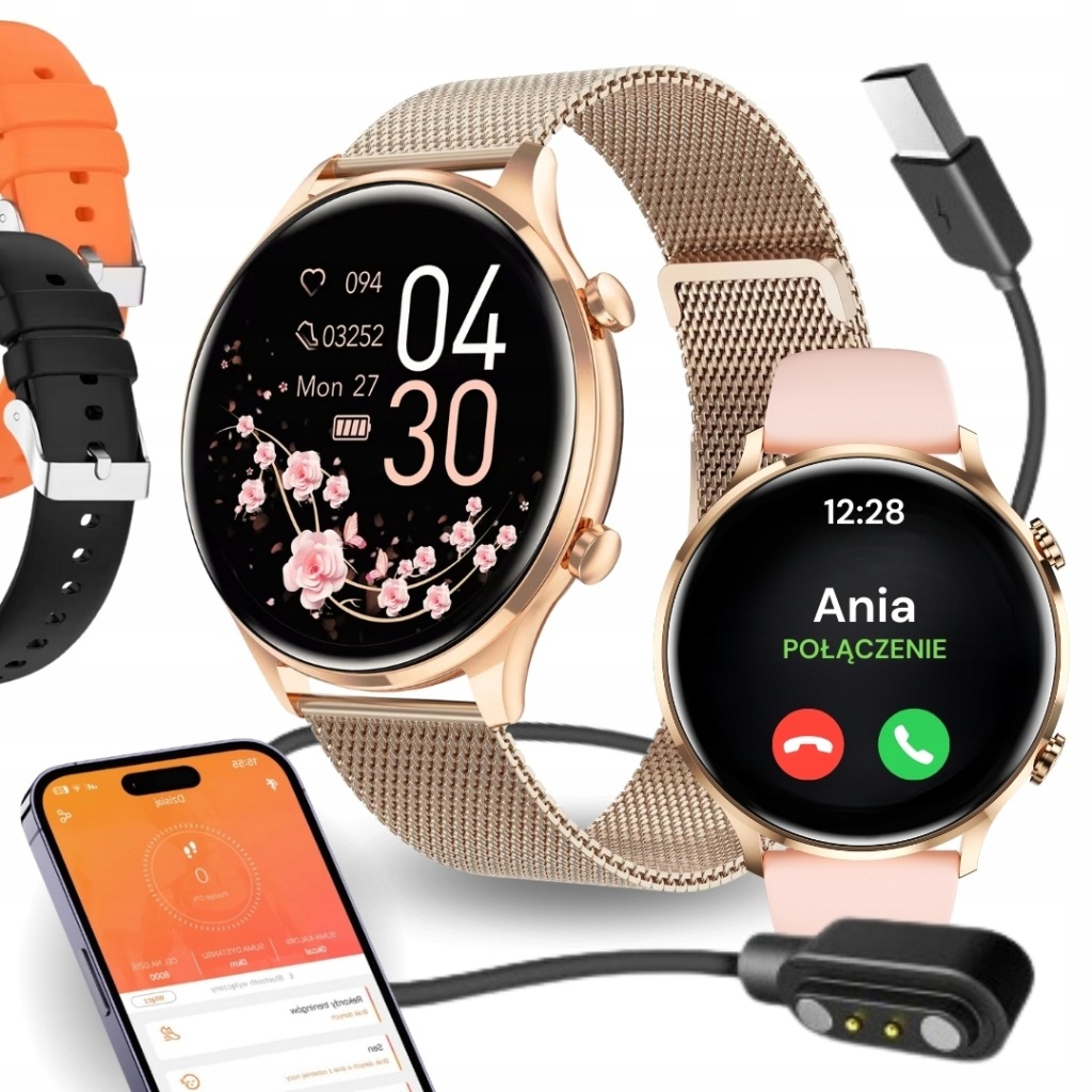 Chytré Hodinky Dámské Voděodolné Hodinky Pl Menu Hovorů Smart Watch 4 Řemínky