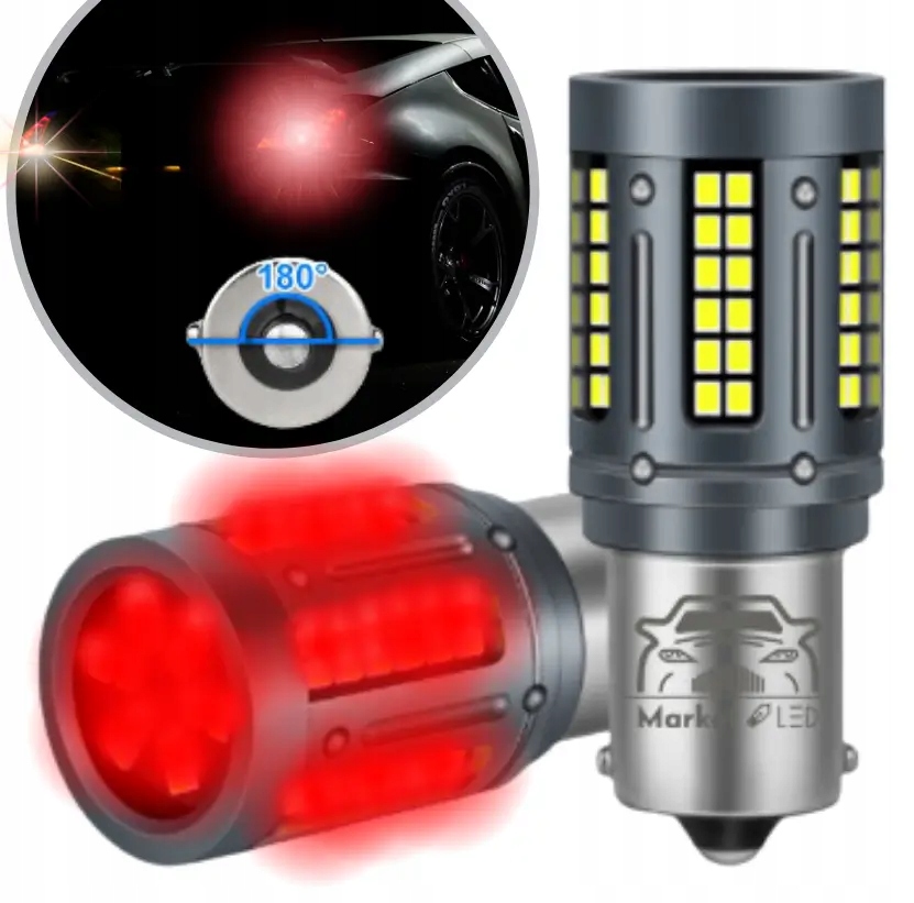 Led Žárovky P21W BA15S 1156 Can Bílé Silné 84SMD Červené
