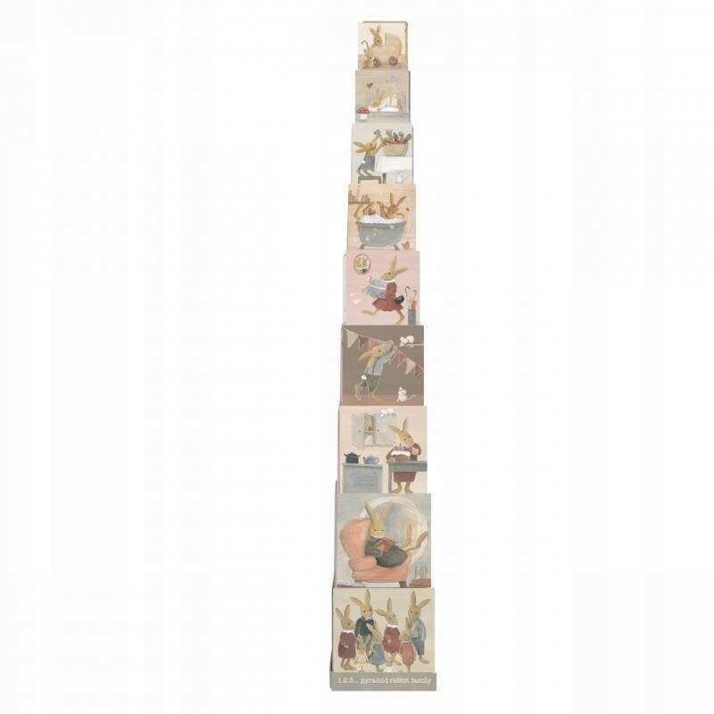 Hračka Pro Malé Děti Kartonová pyramida Rodina králíčků Pevné