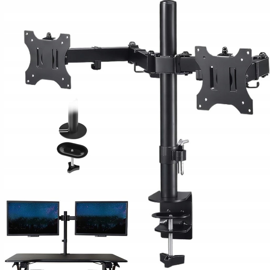 Dvojitý Stolní Držák Pro 2 Monitory 13-30" 360° Regulace Výšky