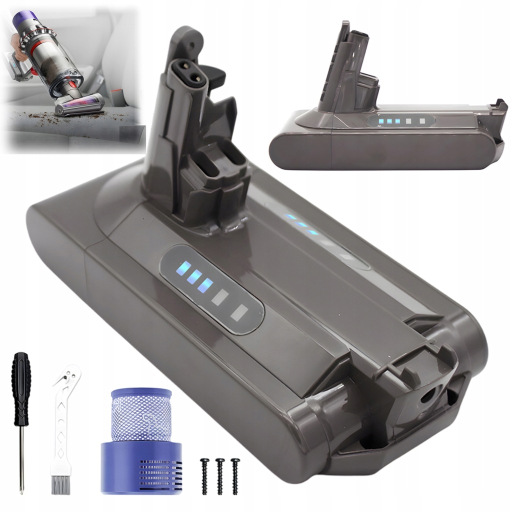 Náhradní baterie 6000 Mah pro vysavač V10, sada s filtrem