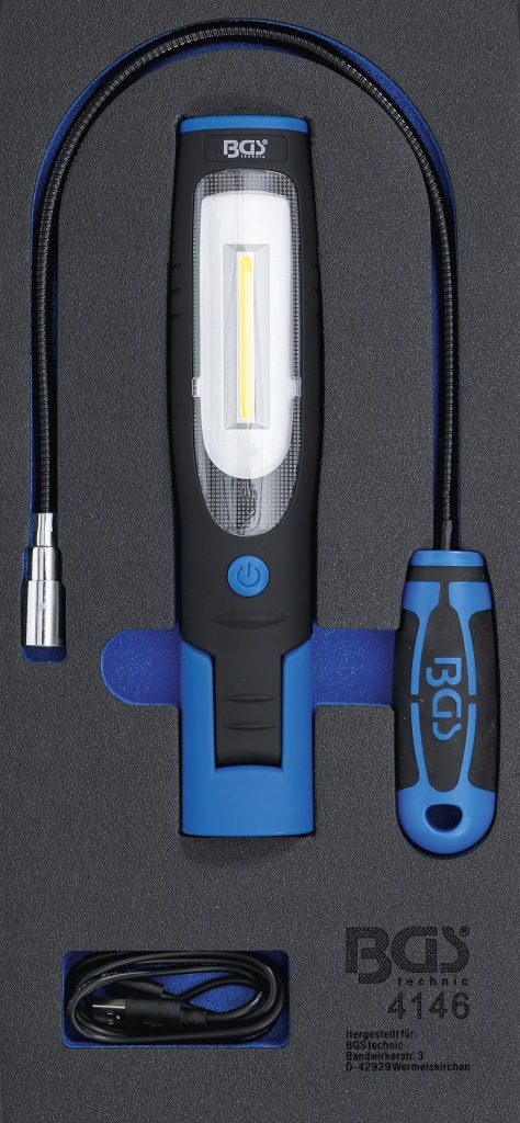 Vložka do zásuvky 1/3, lampa a magnetický uchopovač 3 ks Bgs 4146
