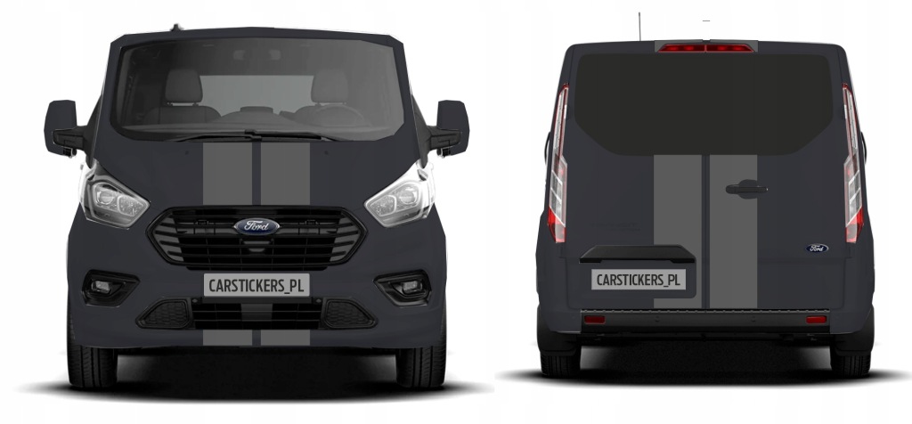 Samolepky na kapotu a zadní část vozu Ford Custom – Antracit Matný