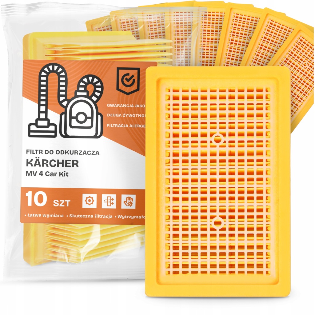 10 x Filtr Pro Vysavač Kärcher MV 4 Car Kit Vzduchové sací filtry Em-w