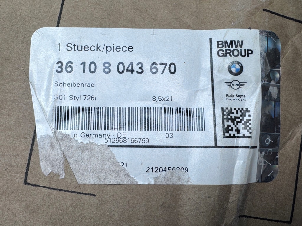 Bmw X3 G01 X4 G02 Felga aluminiowa Black Rhino Individual 8.5Jx21 Nowa — zdjęcie 9