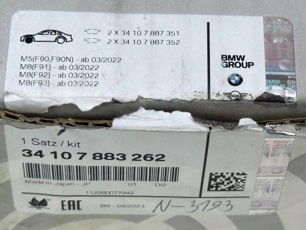 BMW M5 F90 M8 F91 F92 F93 Klocki Hamulcowe Przednie Przód Nowe OE 7883262 — zdjęcie 5