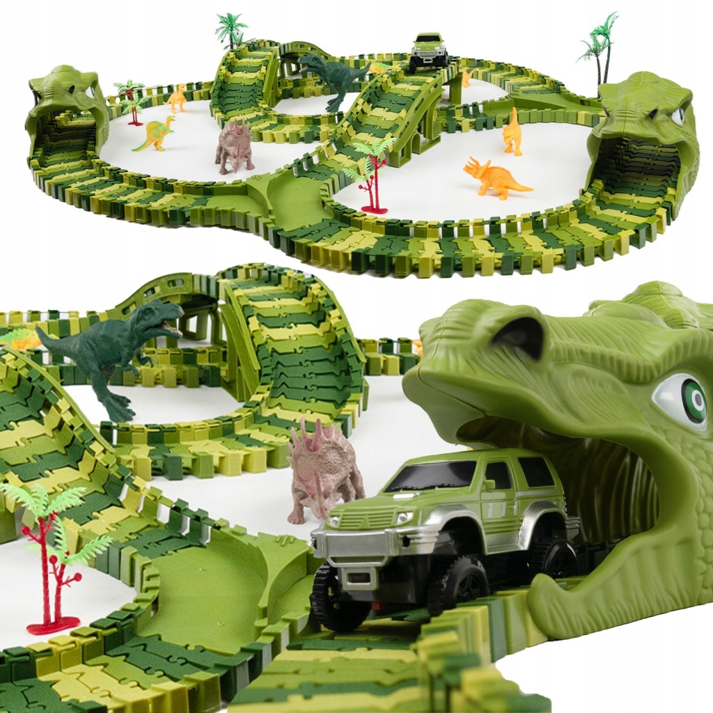 Jujrassic závodní dráha park dinosaurů 240 el. tunely mosty