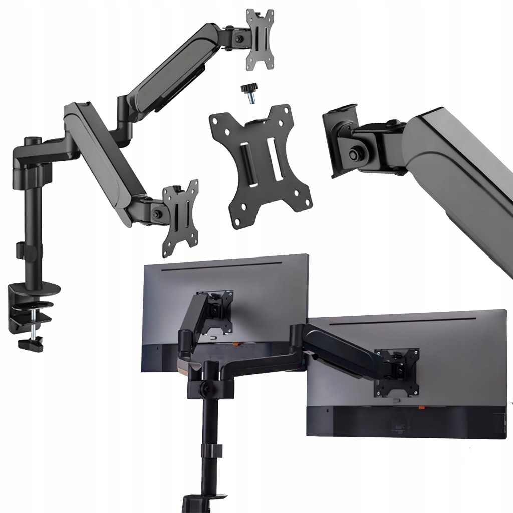 Dvojité Rameno Pro Monitory 17-32 Palců S Regulací Pomocí Plynové Pružiny Vesa