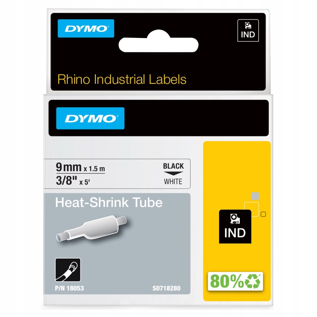 Trubka Dymo 18053 9 mm ø1.7 mm-3.7 mm bílá Originální