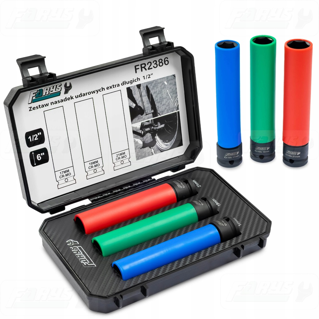 Nárazové Nástavce S Dlouhým Krytem Pro Alufelgy 1/2 3EL 17-21MM 15CM CrMo FR2386
