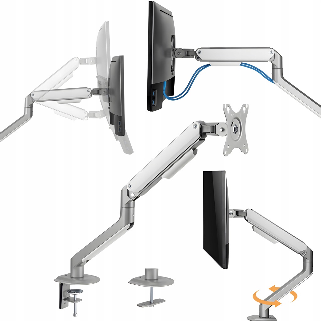 Držák Na Monitor Jedno Rameno Stolní 17-32" Standard Vesa Stříbrný