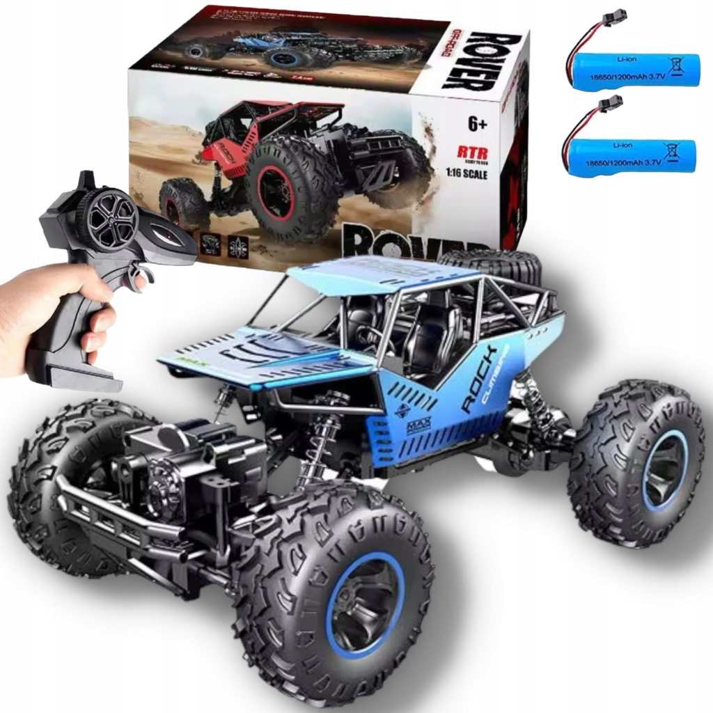 Velké Auto Na Dálkové Ovládání Rc Terénní Kov 4X4 2 Akumulátory