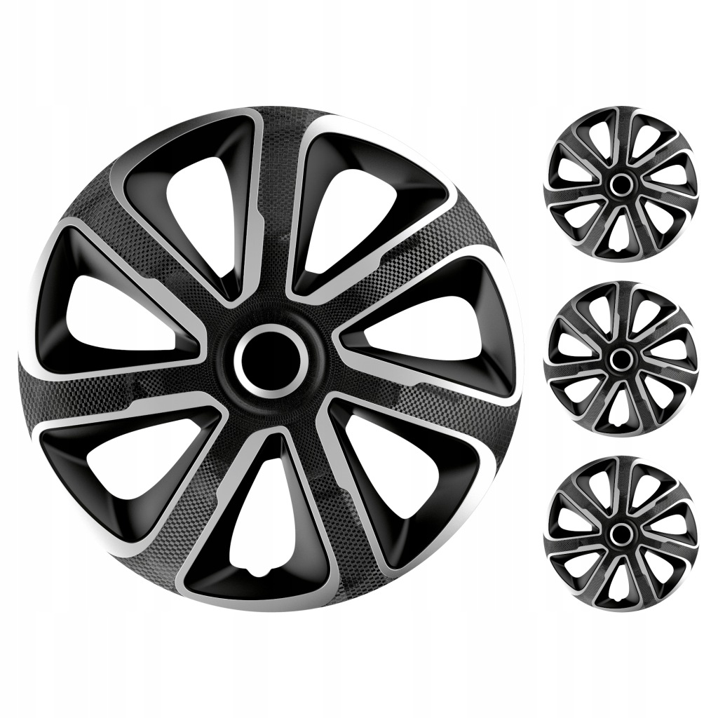 Univerzální poklice do auta Livorno Carbon Silver Black 15 palců