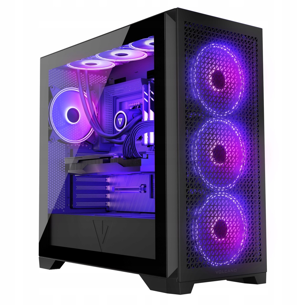 Herní počítačová skříň Volcano Expanse T Argb MIDI Tower černá Atx