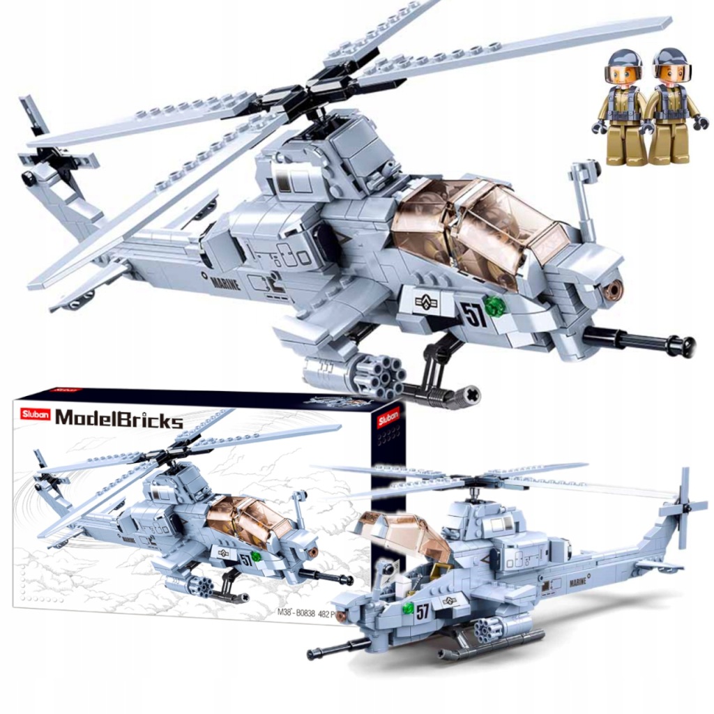 Stavebnice Útočný Vrtulník AH-1Z Viper Armáda Letadlo Armáda Pilot