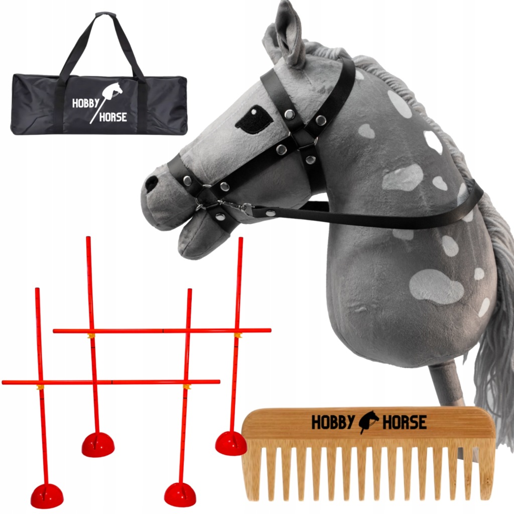 Set Hobby Horse Kůň Na Tyči A3 2x Překážka Na Skákání 120CM Hřeben