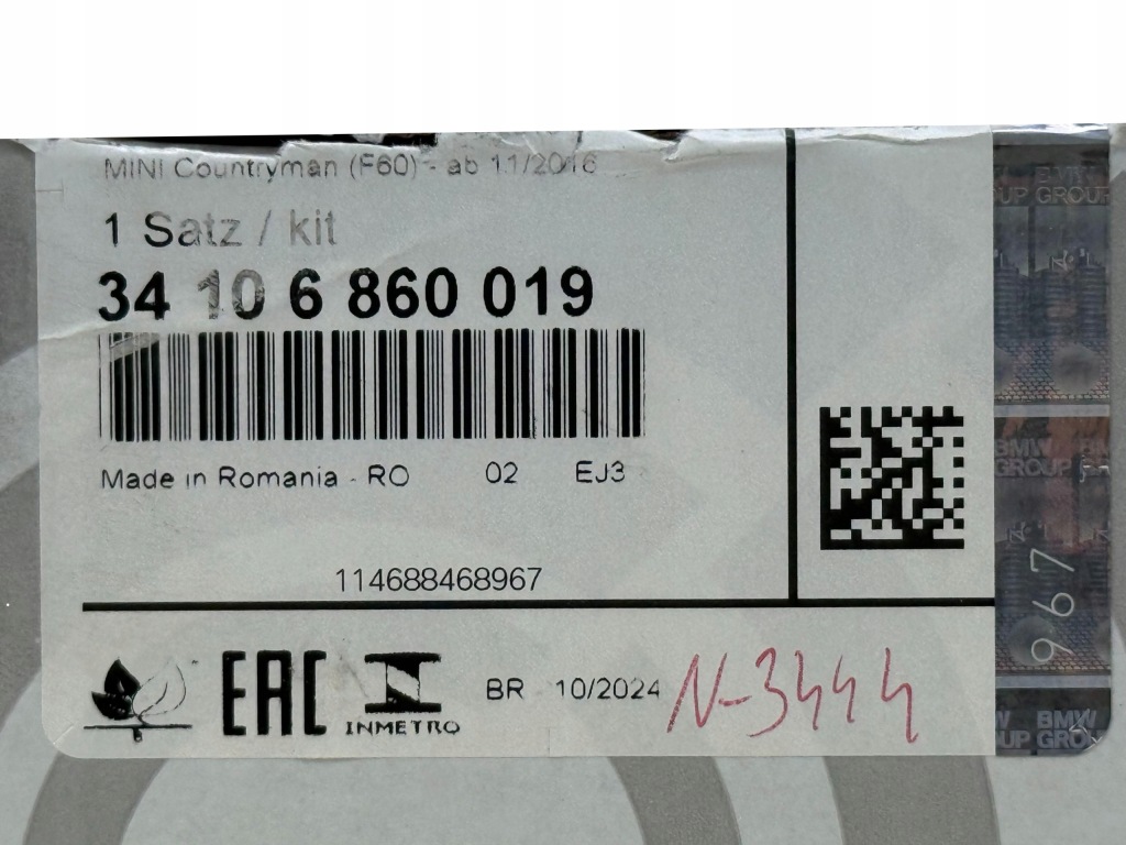 BMW F40 F48 MINI F60 Klocki Hamulcowe Przednie z Czujnikiem Nowe OE 8870743 — zdjęcie 9