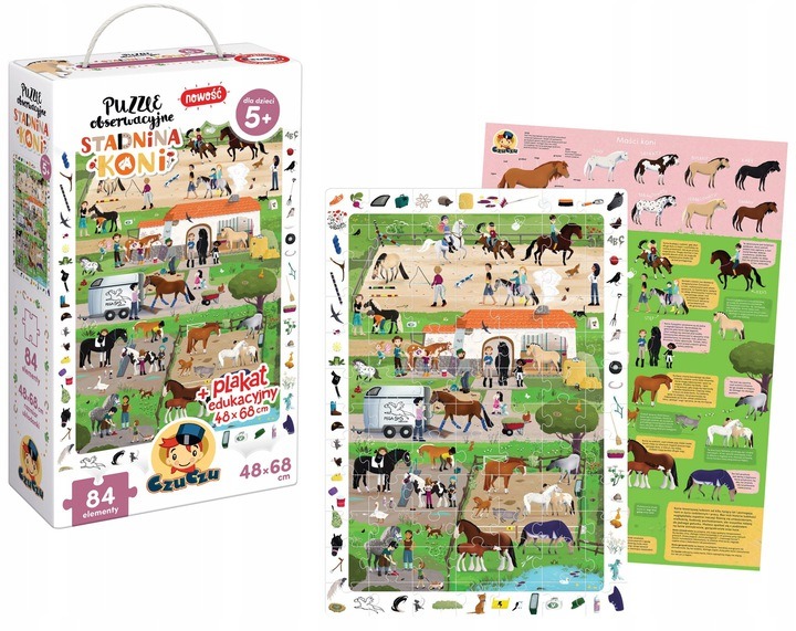 Skládačka Puzzle Barevná sada Koníci Koně pro skládání Kreativní zábava