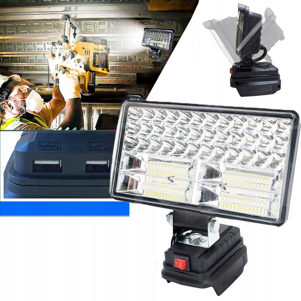 Lampa Pro Makita 18V halogen Pracovní Lampa Svítilna 2X Usb 8 Palců 84LED 90W