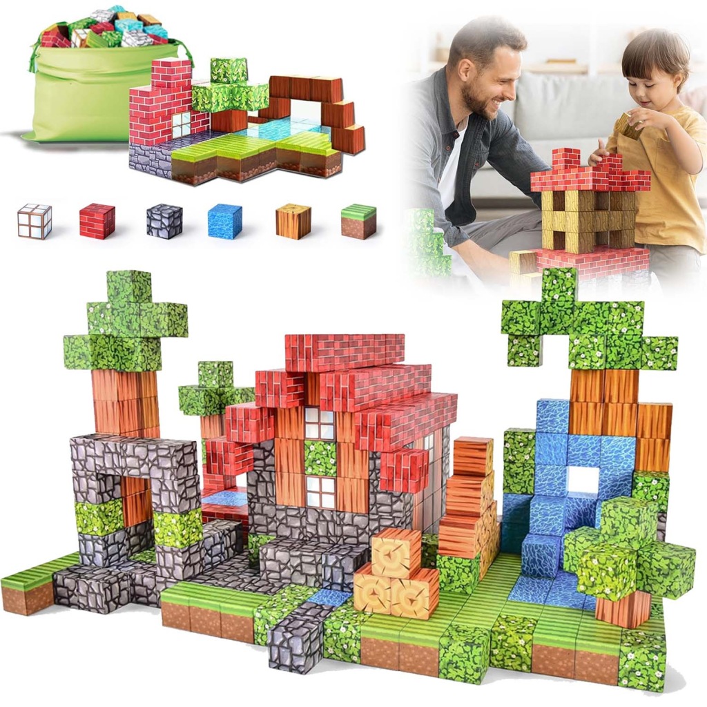 Magnetické Stavebnice Montessori Hračka 100 Ks Magnetické Stavební Bloky