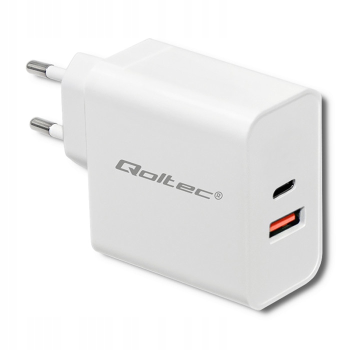 Síťová nabíječka 63W 5-20V 1.5-3A Usb typ C Pd Usb Qc 3.0 Bílá