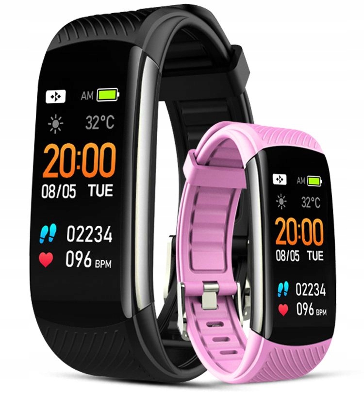 Smartband Řemínek Hodinky S Krokoměrem Přídavný Růžový Řemínek