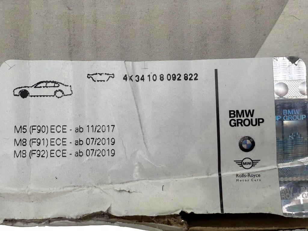 Bmw M5 F90 M8 F91 F92 Klocki Hamulcowe Przód OE 34108092822 8092822 — zdjęcie 5