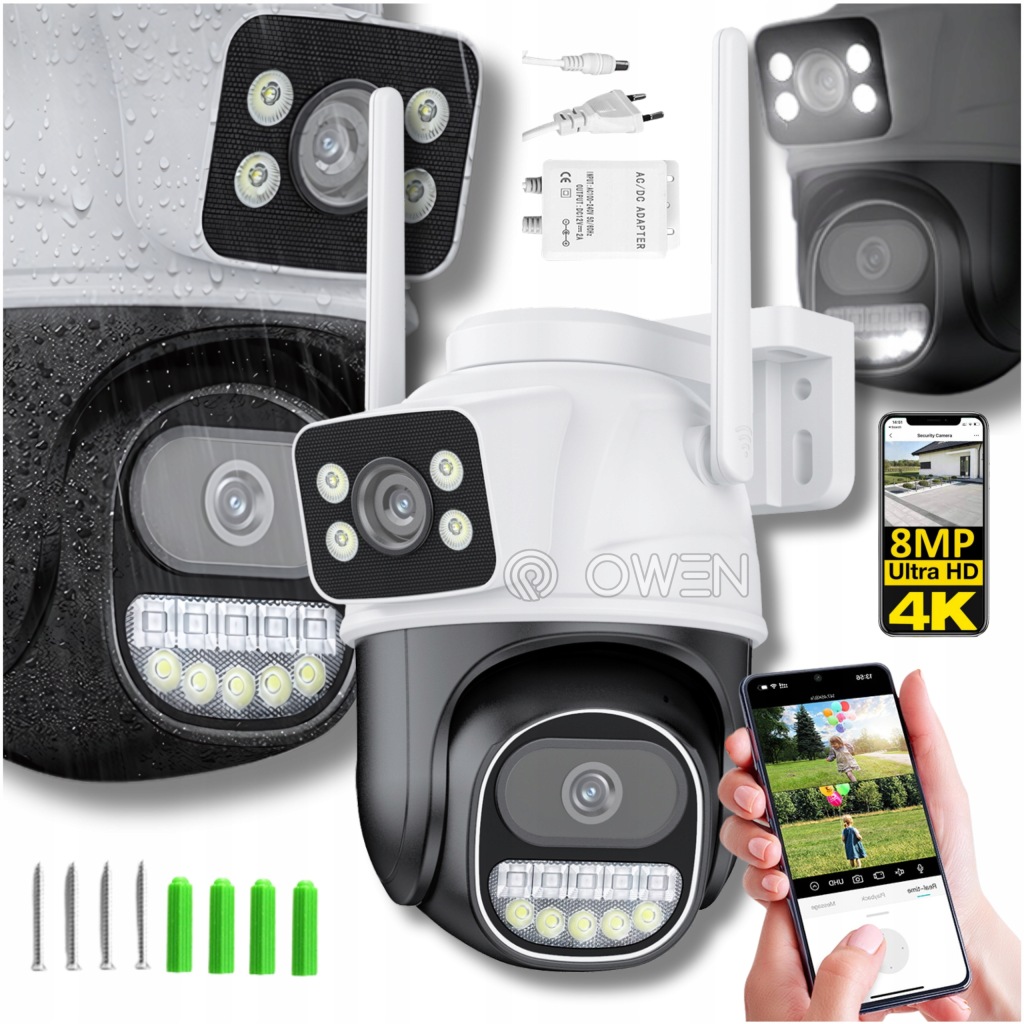 Venkovní Kamera WiFi Otočná Ip Dvojitá 2 objektivy 8MP Ultra Hd Icsee