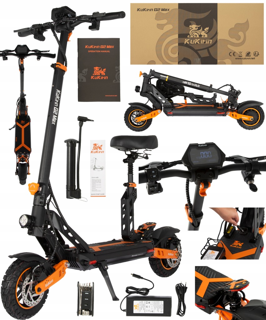 KuKirin G2 Max Skládací elektrická vozidla 1200W 48V 20.8AH 55KM/H 70KM Pl