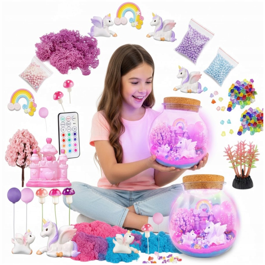 Jednorožec Kreativní sada pro dívky Noční Lampa Kinetický písek Diy