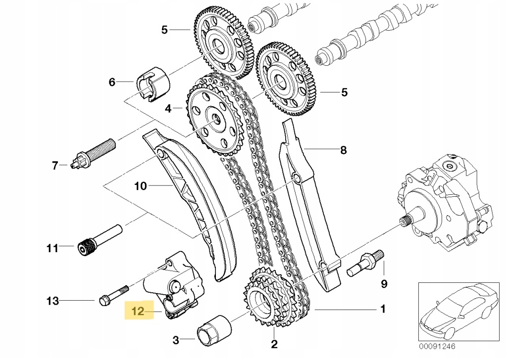 BMW E46 E53 E60 E65 E70 E83 E87 E90 E93 Napinacz Łańcucha Nowy OE 7787299 — zdjęcie 2