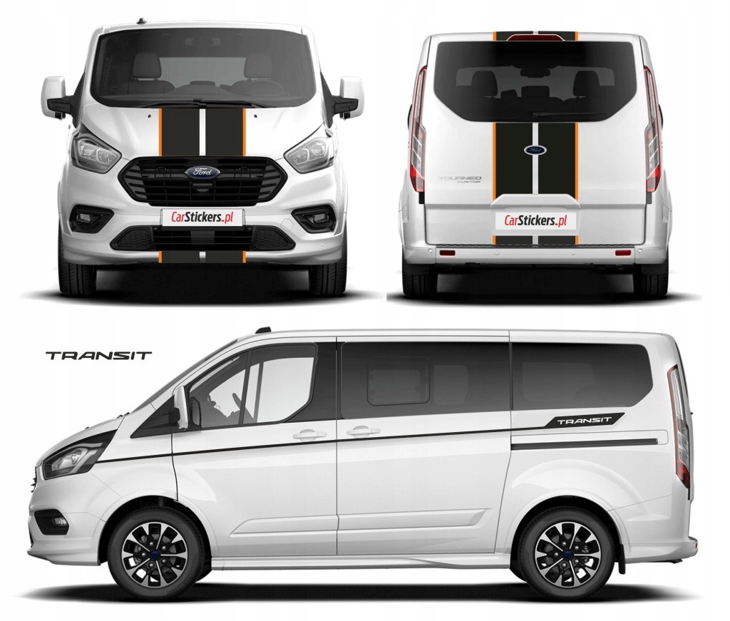 Samolepky na bocích masky klapka Ford Transit Custom 02