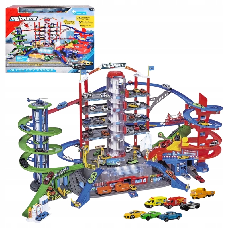 Majorette City Garage Městská Garáž Velká 6 Vozidel 7 Úrovní 5+
