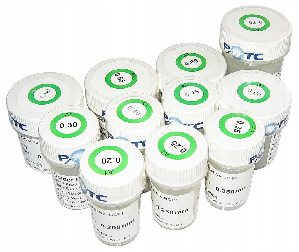 Kuličky Bga Olověné Pmtc 0,55 mm 250 tisíc Reballing Hq